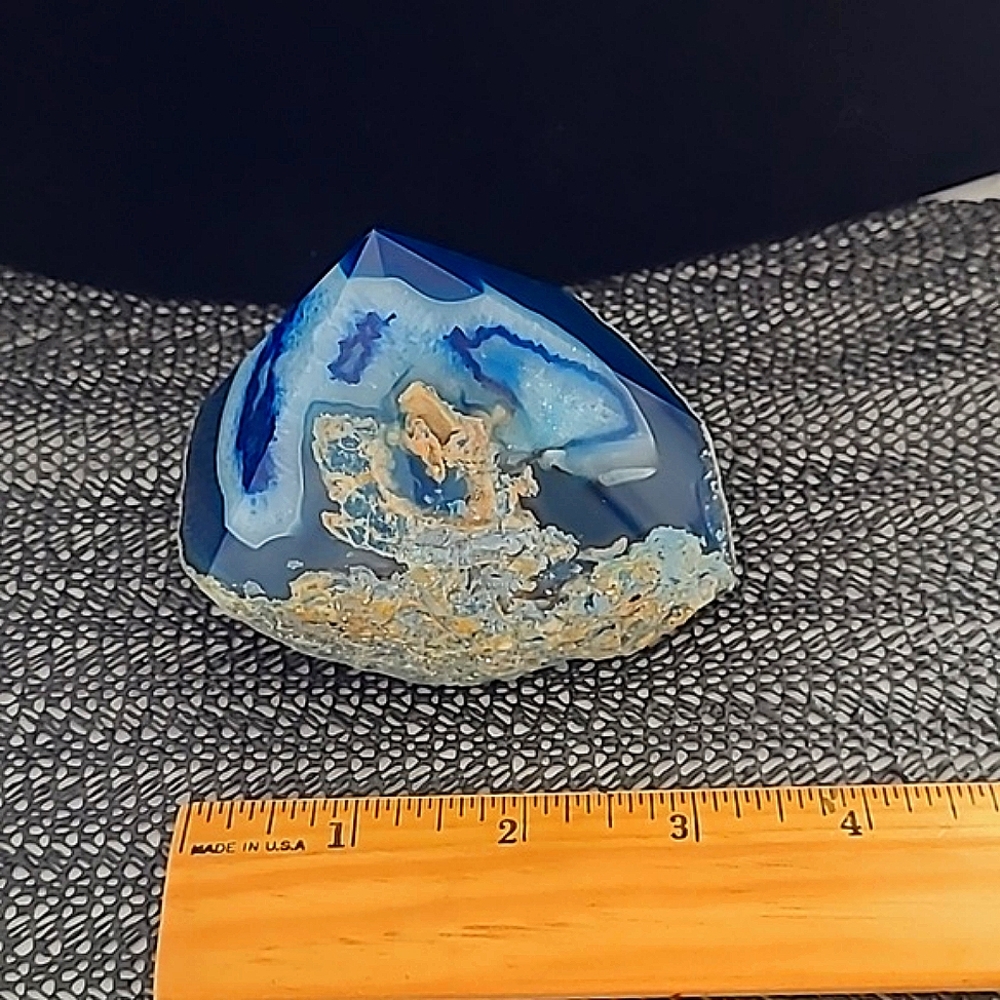 Genuine Blue Agate paperweight or decorative piece for home office coffee table